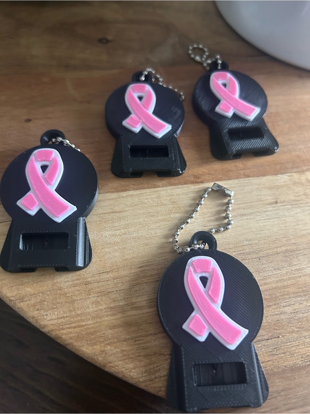 Pink Ribbon Keychain Bottle Opener - Black and Pink